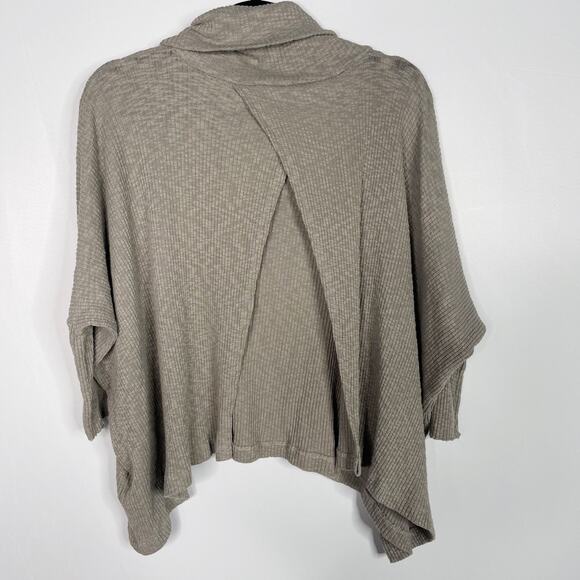 Free People Beach Small Taupe World Traveler Cowl Neck Open Back Thermal Top - Picture 2 of 12